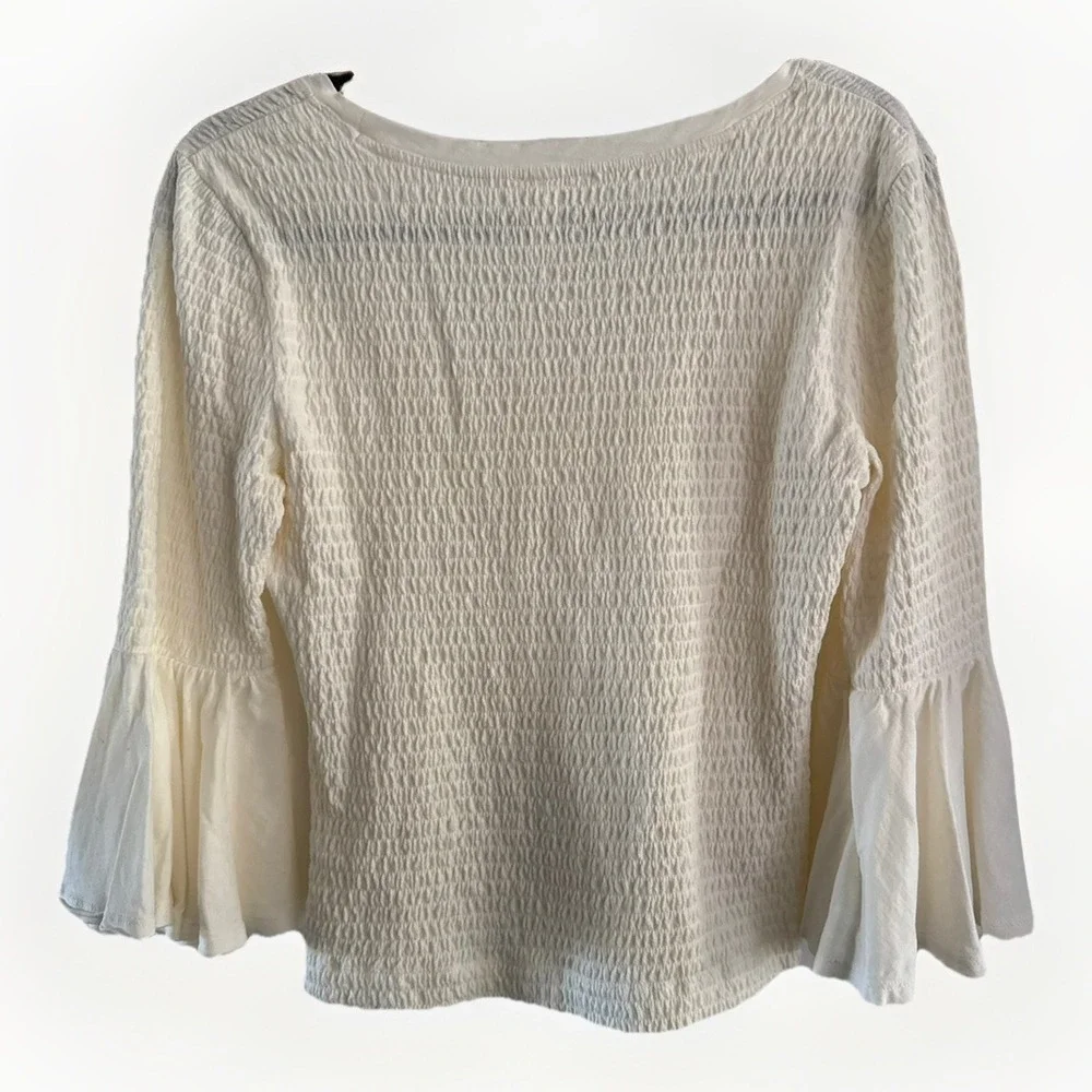 EUC Anthropologie Smocked Bell Sleeve Top Size Small Boho Fairy Coquette